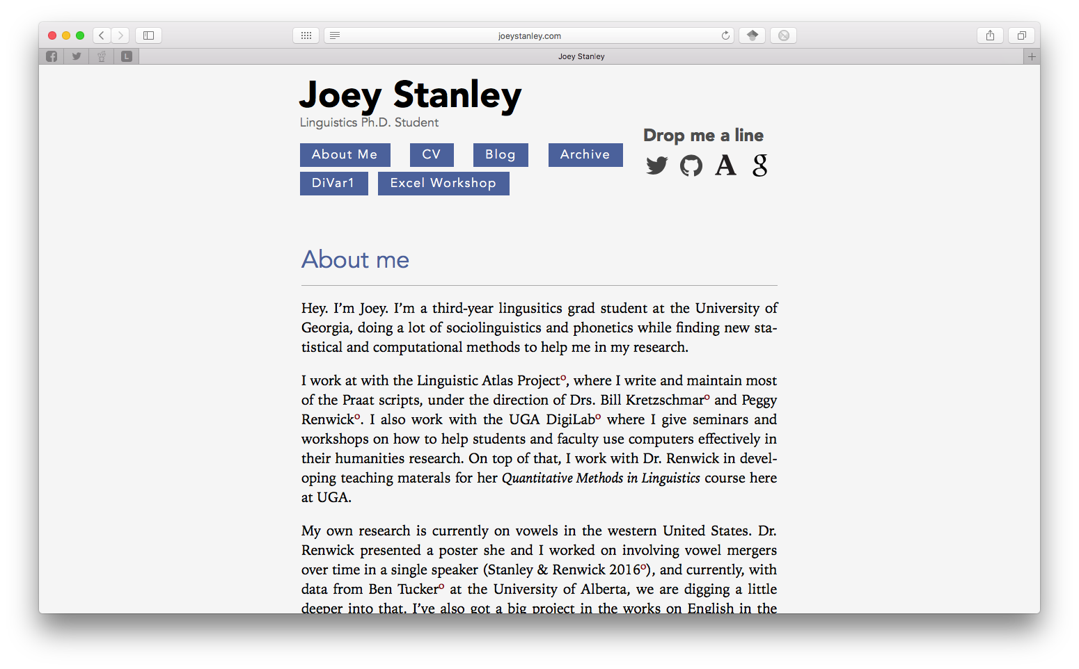 Old site's homepage
